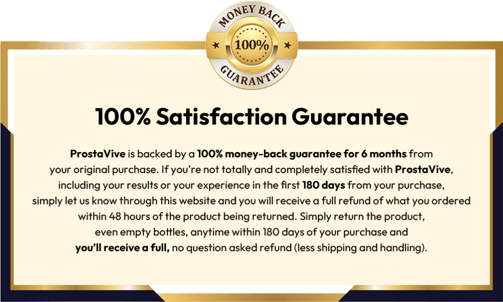 ProstaVive review 180 day money back guarantee official